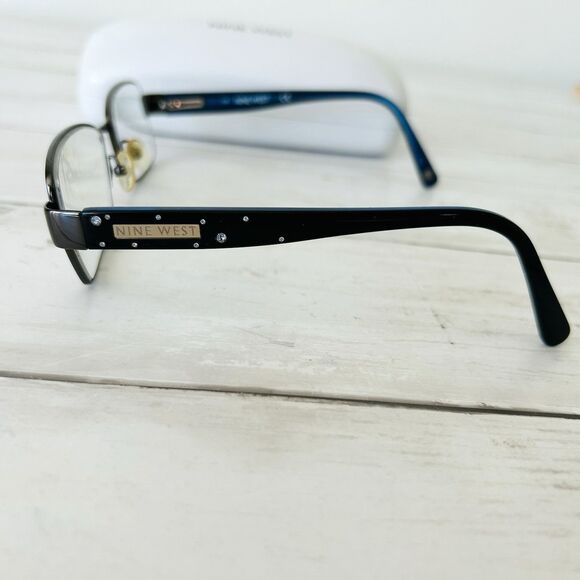NINE WEST NW 1021 Full Frame Wire Eyeglasses 54015 135 Blue w/Case - Picture 3 of 9